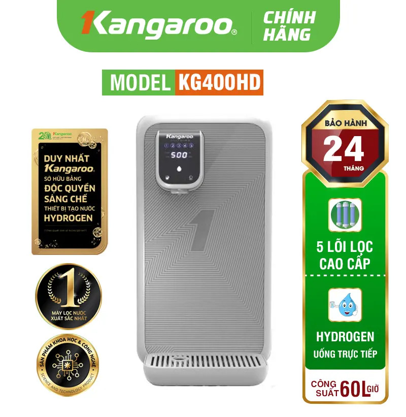MÁY LỌC NƯỚC KANGAROO HYDROGEN KG400HD - 5 LÕI LỌC, MẪU MỚI 2024
