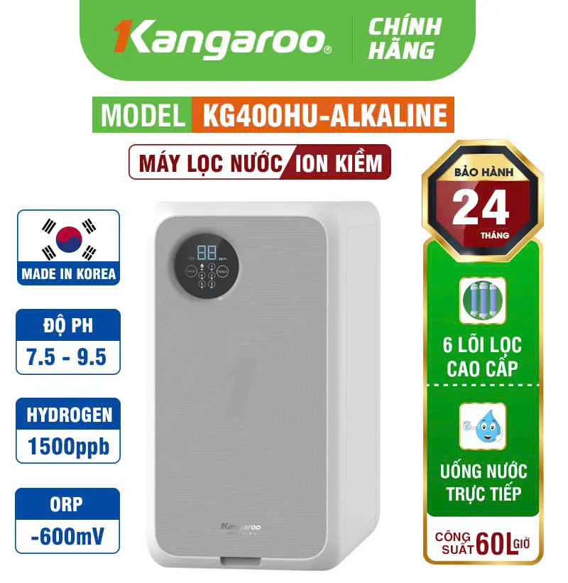Máy lọc nước Hydrogen ion kiềm Kangaroo KG400HU-ALKALINE 6 Lõi